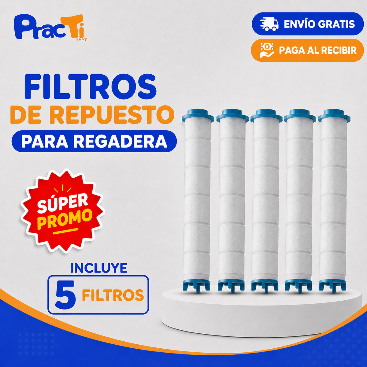 Kit 5 Filtros de Repuesto Para Regadera