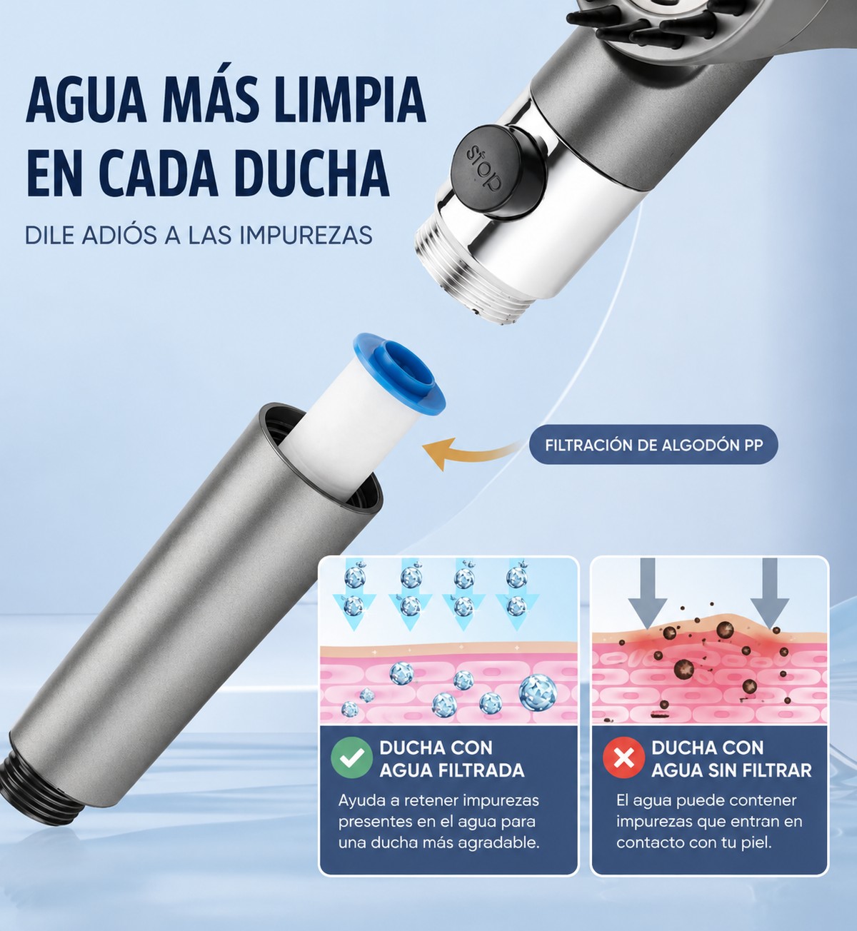 Regadera Masajeadora con Filtro