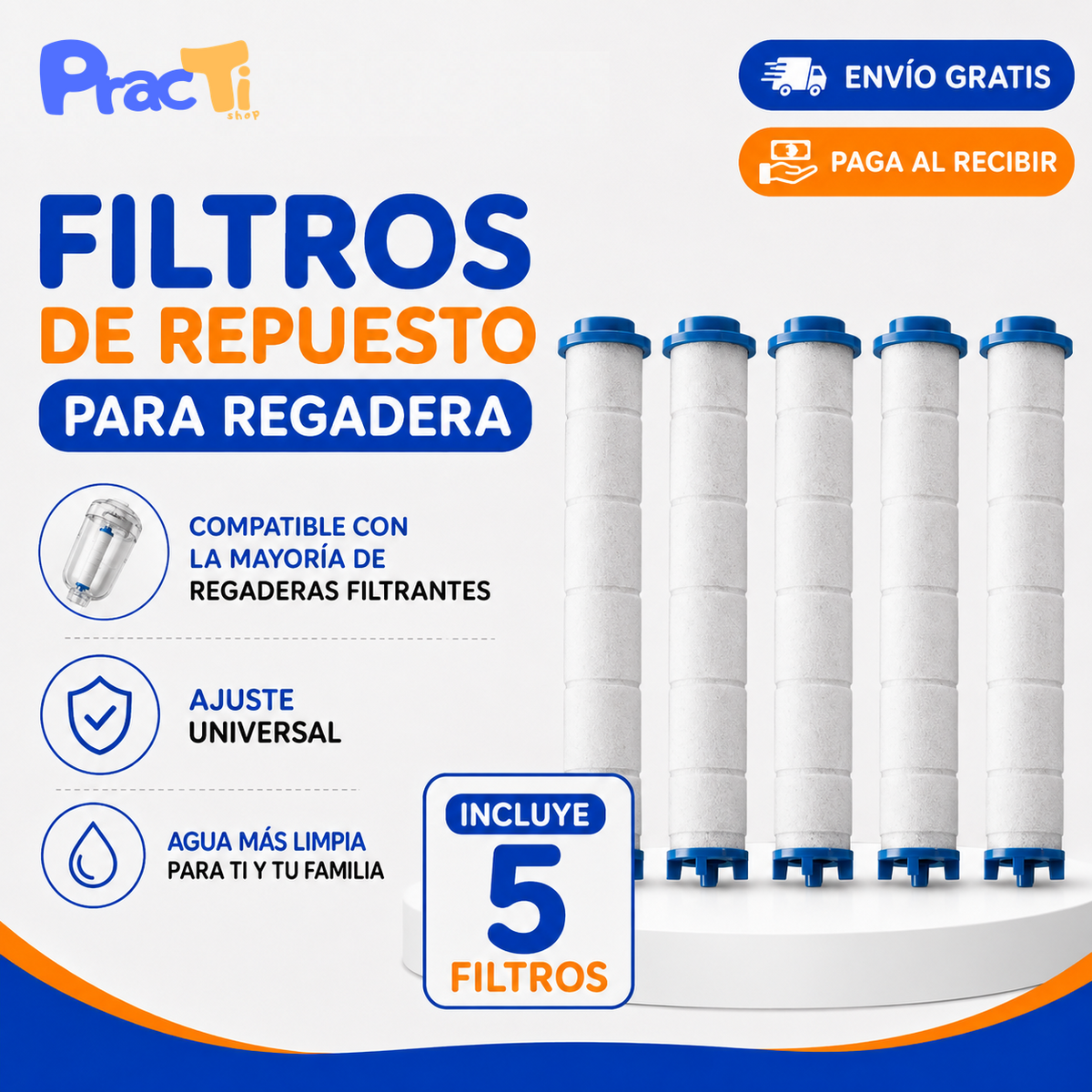 Kit 5 Filtros de Repuesto Para Regadera